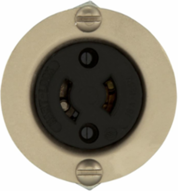Eaton safety grip locking flanged outlet , #16-12 AWG, 15A, Industrial, 125V, Back wiring, Black, Midget, ML1, Two-pole, Two-wire, Glass-filled nylon