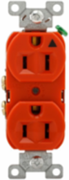 Eaton Arrow Hart heavy-duty industrial specification grade duplex receptacle,#14-10 AWG,15A,Industrial,Flush,125V,Back and side,Orange,Brass,High-impact nylon face,Glass-filled nylon base,5-15R,Duplex,Screw,Glass-filled nylon,.