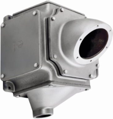 Back Box & Angle Adapter Assembly, 400A, Cast Aluminum, 5 Inch, 3 Blank Plates