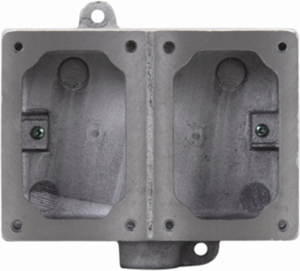 FlexStation EDS Back Box, 2-Gang, Copper-Free Aluminum, 1/2 Inch, Through Feed, 3.5 Inch Depth