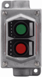 Pushbutton Control Station, 2 Pushbuttons, 600 Vac, Copper-free Aluminum, Single-gang