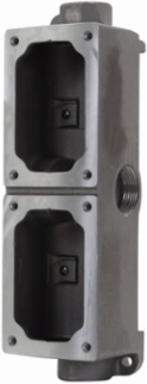 Modular Control Device Body, 2 Gangs, 4 Hubs, Copper-Free Aluminum, 3.5 Inch Width
