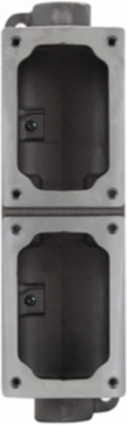 Modular Control Device Body, 2 Gangs, 4 Hubs, Copper-Free Aluminum, 3.5 Inch Width