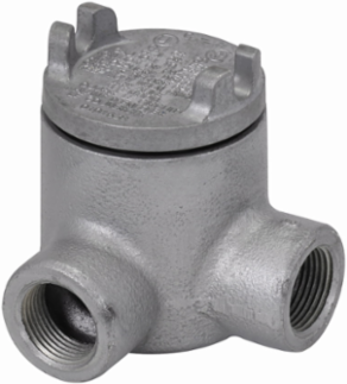 Condulet Outlet Box, 2 Inch Cover, 1/2 Inch Trade Size, Feraloy Iron Alloy, L Shape