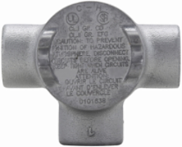 Condulet Outlet Box with Cover, 2 Inch Diameter, Feraloy Iron Alloy, T Shape, 1/2 Inch
