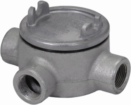 Condulet GUA Outlet Box, 3 Inch Cover, Feraloy Iron Alloy, T Shape, 1 Inch Trade Size