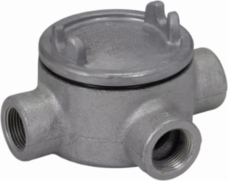 Condulet GUA Outlet Box, 5 Inch Cover Diameter, Feraloy Iron Alloy, T Shape, 2 Inch