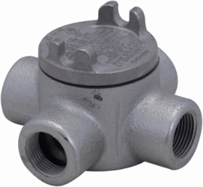 Condulet GUA Outlet Box, 3 Inch Opening, Feraloy Iron Alloy, NEMA 3, 1/2 Inch