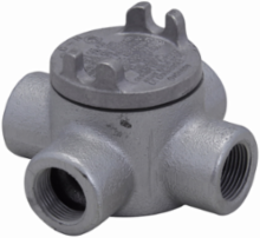 Condulet GUA Outlet Box, 3 Inch Opening, Feraloy Iron Alloy, NEMA 3, 1/2 Inch