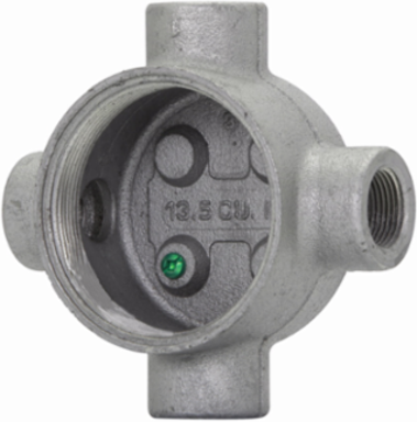 1 Inch Conduit Outlet Body, Feraloy Iron Alloy, X Shape, 5.5 Inch Height
