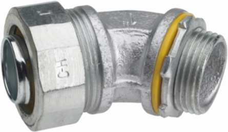 Liquidtight Connector, 45° Angle, FMC, 1-1/4 Inch, Malleable Iron, Class I Division 2