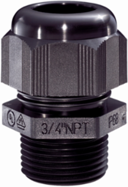 Eaton Crouse-Hinds series NCG cord grip, Cable range min/max: 0.55-1.00", Non-armoured and tray cable, Non-armoured gland, Polyamide 6, General purpose, 1" NPT