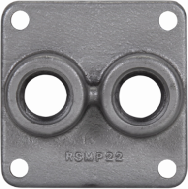 Feraloy Iron Alloy Conduit Hub Plate 4-1/2 Inch x 4 Inch, 2 Hubs, 3/4 Inch Trade Size