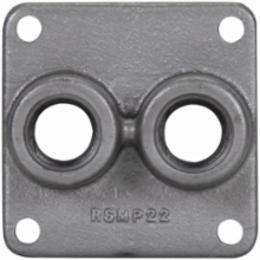 Feraloy Iron Alloy Conduit Hub Plate 4-1/2 Inch x 4 Inch, 2 Hubs, 3/4 Inch Trade Size