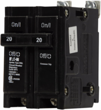 BQL Classic Replacement Circuit Breakers, Bolt-on, 20A, #14-8 AWG, Cu/Al, Two-pole, 10 kAIC at 120/240V
