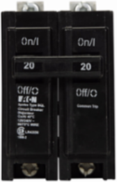 BQL Classic Replacement Circuit Breakers, Bolt-on, 20A, #14-8 AWG, Cu/Al, Two-pole, 10 kAIC at 120/240V