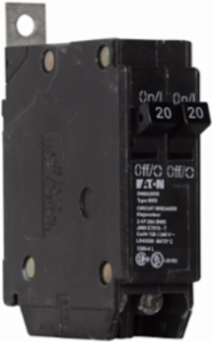 Eaton BAB thermal magnetic circuit breaker,Thermal magnetic circuit breakers,20A,10 kAIC,Two-pole,#14-4 AWG,DNBA