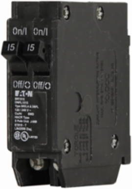 Eaton BR thermal magnetic circuit breaker,Type DNPL CPM/CPL plug-in circuit breakers,10 per shelf carton,Duplex,(2) 15 A,10 kAIC at 120 Vac,Single-pole,120/240V,DNPL,DNPL