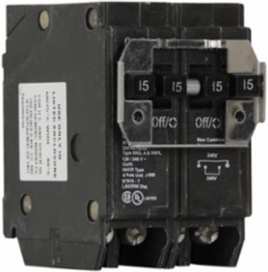 Eaton Plug-In Circuit Breakers for CPM/CPL, Quadplex Independent Trip, (2) 15A, (1) 40A, 5 per shelf carton, (2) single-pole, (1) two-pole