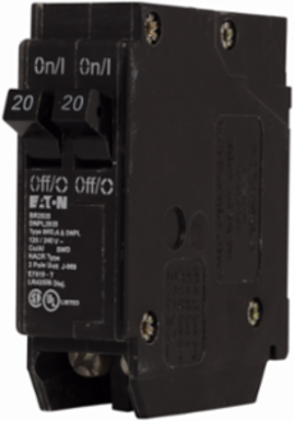 Eaton CPM/CPL plug-in circuit breakers Duplex, (2) 20A, 10 per shelf carton, (2) single-pole, 10 kAIC at 120V