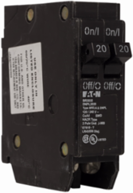 Eaton CPM/CPL plug-in circuit breakers Duplex, (2) 20A, 10 per shelf carton, (2) single-pole, 10 kAIC at 120V