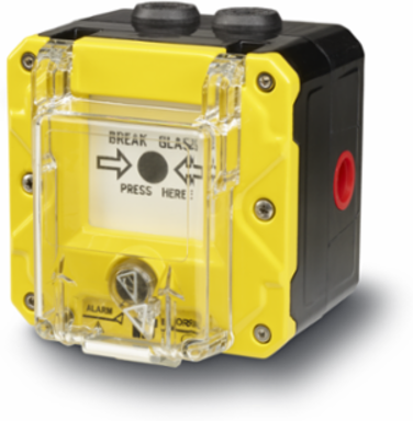 Call Point, International General Signaling, Break Glass, M20, Yellow, Single Screw Terminal, Lift Flap, ATEX/IECEx, CE/UKCA, SIL2