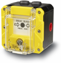 Call Point, International General Signaling, Break Glass, M20, Yellow, Single Screw Terminal, Lift Flap, ATEX/IECEx, CE/UKCA, SIL2