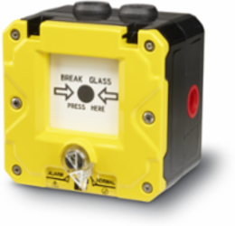 Call Point, International General Signaling, Break Glass, M20, Yellow, Dual Screw Terminal, No Lift Flap, ATEX/IECEx, CE/UKCA, SIL2