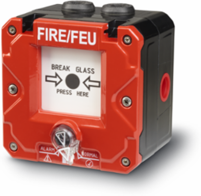 Call Point, North America Fire, Break Glass, 1/2NPT, Red, Single Screw Terminal, No Lift Flap, FIRE/FEU, ALEX/IECEx, CE/UKCA, UL/ULC, UL/cUL