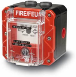 Call Point, North America Fire, Break Glass, 1/2NPT, Red, Dual Screw Terminal, Lift Flap, FIRE/FEU, FIRE/FEU, ALEX/IECEx, CE/UKCA, UL/ULC, UL/cUL