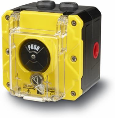 Call Point, International General Signaling, Push Button, M20, Yellow, Single Screw Terminal, Lift Flap, ATEX/IECEx, CE/UKCA, SIL2