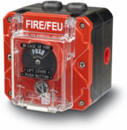 Call Point, North America Fire, Push Button, 1/2NPT, Red, Single Screw Terminal, Lift Flap, FIRE/FEU, ALEX/IECEx, CE/UKCA, UL/ULC, UL/cUL