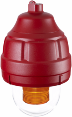 Strobe Light, Explosion-Proof, Supervised, Limited In-Rush, UL and cUL CID1, 24VDC, Red Housing, Amber, Mount Sold Separately