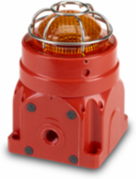 Global Series LED Light, Hazardous Location, UL and cUL CID2, Zone Listed, 120-240VAC, Ex d Surface Mount, Amber, Red enclosure