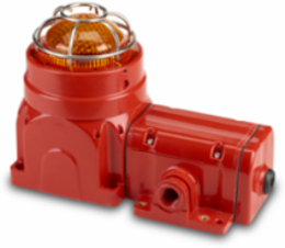 Global Series LED Light, Hazardous Location, UL and cUL CID2, Zone Listed, 120-240VAC, Ex de Surface Mount, Amber, Red enclosure