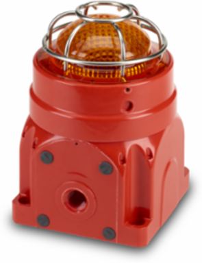 Global Series LED Light, Hazardous Location, UL and cUL CID2, Zone Listed, 24VDC, Ex d Surface Mount, Amber, Red enclosure