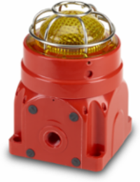 Global Series LED Light, Hazardous Location, UL and cUL CID2, Zone Listed, 24VDC, Ex d Surface Mount, Yellow, Red enclosure