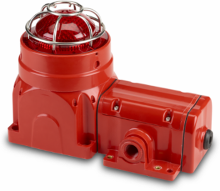 Global Series LED Light, Hazardous Location, UL and cUL CID2, Zone Listed, 24VDC, Ex de Surface Mount, Red, Red enclosure