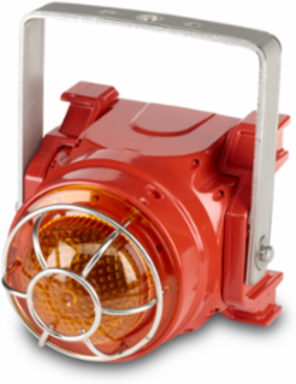 Global Series LED Light, Hazardous Location, UL and cUL CID2, Zone Listed, 24VDC, Ex d U-Bracket Mount, Amber, Red enclosure