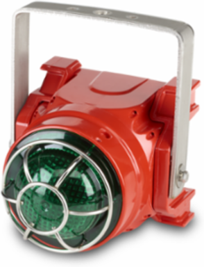 Global Series LED Light, Hazardous Location, UL and cUL CID2, Zone Listed, 24VDC, Ex d U-Bracket Mount, Green, Red enclosure