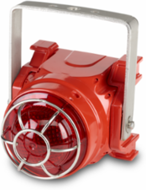 Global Series LED Light, Hazardous Location, UL and cUL CID2, Zone Listed, 24VDC, Ex d U-Bracket Mount, Red, Red enclosure