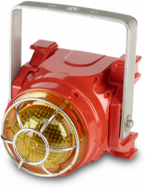 Global Series LED Light, Hazardous Location, UL and cUL CID2, Zone Listed, 24VDC, Ex d U-Bracket Mount, Yellow, Red enclosure