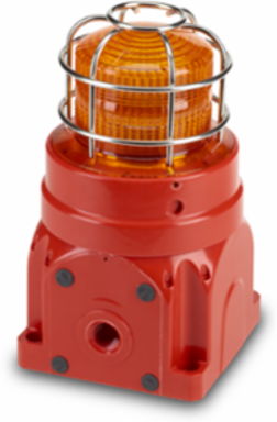 Global Series Strobe Light, Hazardous Location, UL and cUL CID2, Zone Listed, 24VDC, Ex d Surface Mount, 21J, Amber, Red enclosure