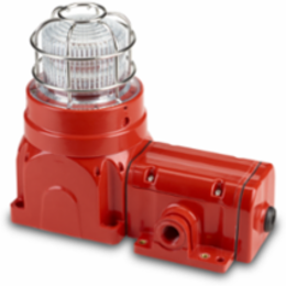 Global Series Strobe Light, Hazardous Location, UL and cUL CID2, Zone Listed, 24VDC, Ex de Surface Mount, 15J, Clear, Red enclosure
