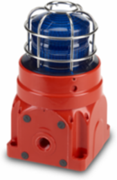 Global Series Strobe Light, Hazardous Location, UL and cUL CID2, Zone Listed, 120VAC, Ex d Surface Mount, 21J, Blue, Red enclosure