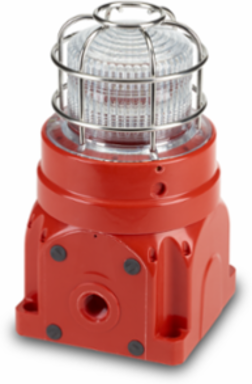 Global Series Strobe Light, Hazardous Location, UL and cUL CID2, Zone Listed, 220-240VAC, Ex d Surface Mount, 15J, Clear, Red enclosure