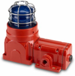 Global Series Strobe Light, Hazardous Location, UL and cUL CID2, Zone Listed, 220-240VAC, Ex de Surface Mount, 15J, Blue, Red enclosure