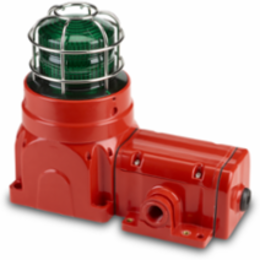 Global Series Strobe Light, Hazardous Location, UL and cUL CID2, Zone Listed, 220-240VAC, Ex de Surface Mount, 15J, Green, Red enclosure
