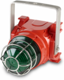 Global Series Strobe Light, Hazardous Location, UL and cUL CID2, Zone Listed, 220-240VAC, Ex d U-Bracket Mount, 21J, Green, Red enclosure