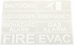 Faceplate Labels, White Text (Red, Blue, Green and Black Units), Call Points